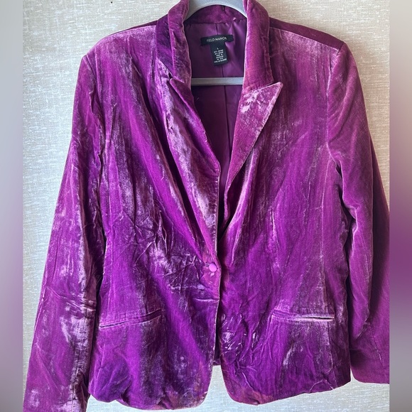 Field‎ Manor Faux Velvet Blazer Jacket Size Large - Picture 1 of 6